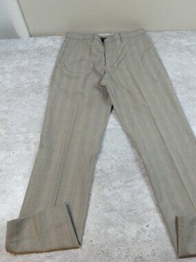 Banana Republic Dress Pant Tan Glen Plaid Wool Standard Fit